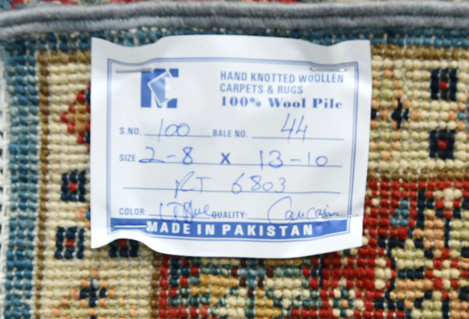 Blue Tribal Geometric 3X14 Kazak Oriental Runner Rug - 12