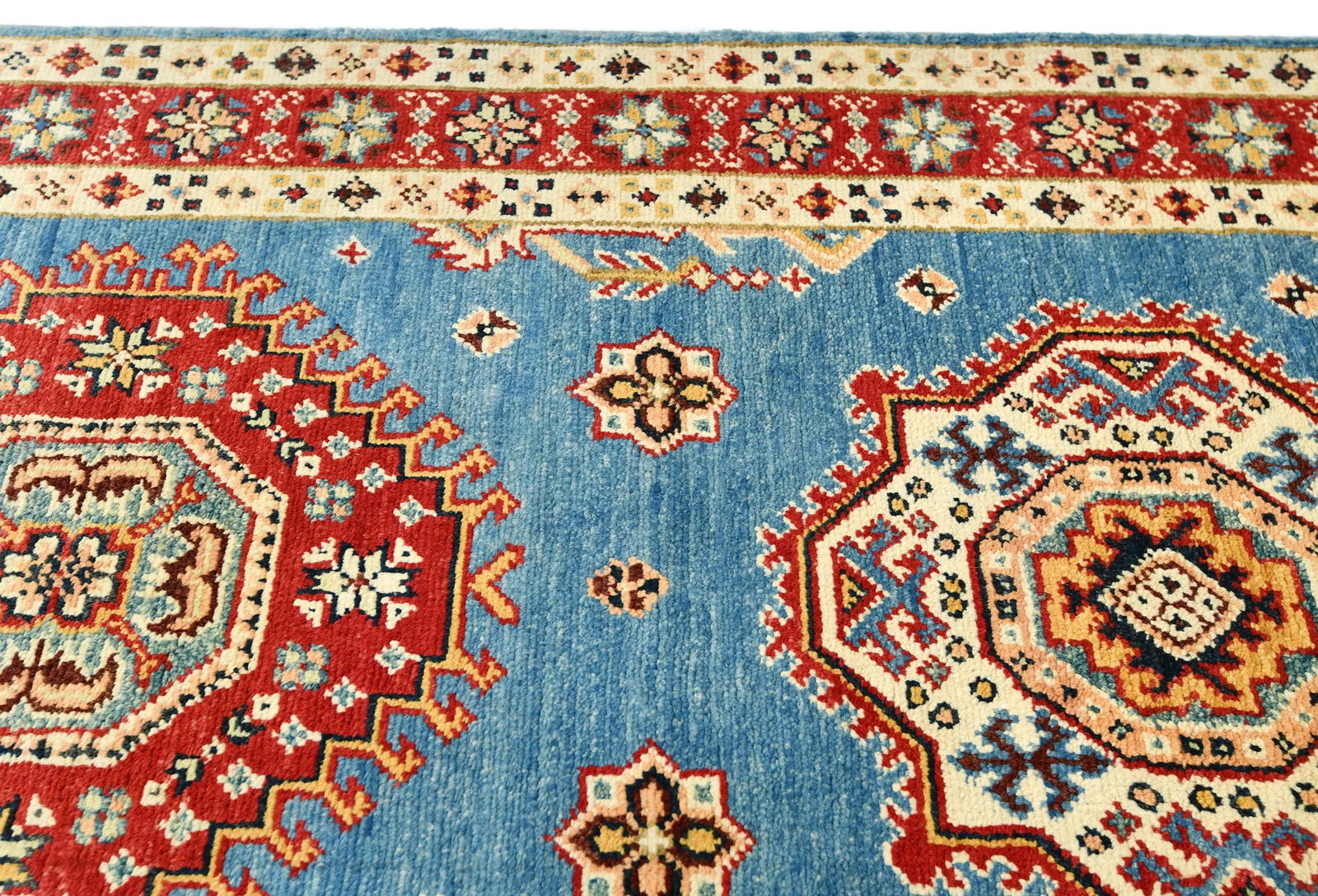 Blue Tribal Geometric 3X14 Kazak Oriental Runner Rug - 6