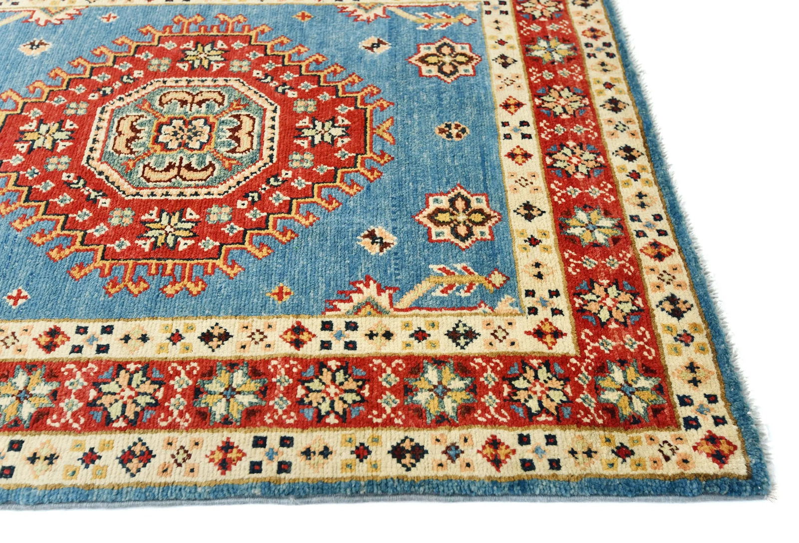 Blue Tribal Geometric 3X14 Kazak Oriental Runner Rug - 7