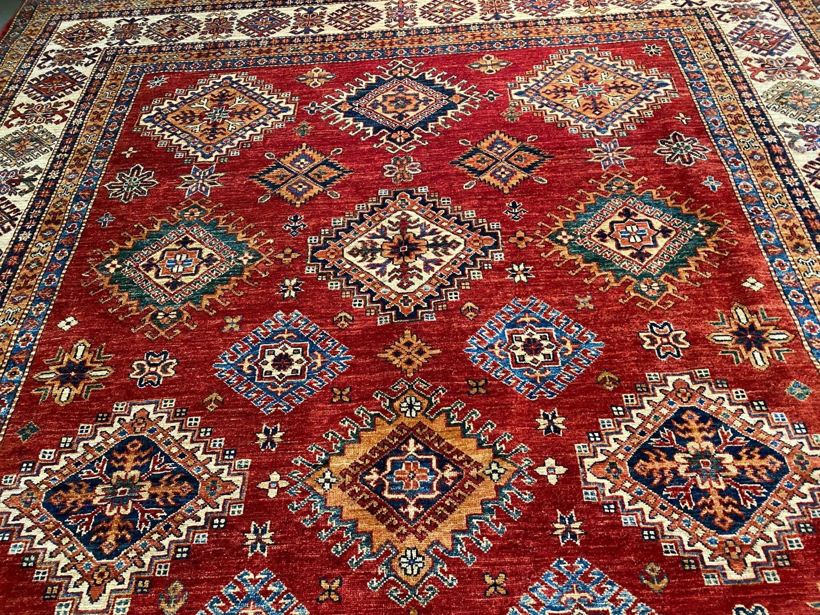 EXQUISITE FINE SUPER KAZAK RUG 8'.2"x11'.2" - 2