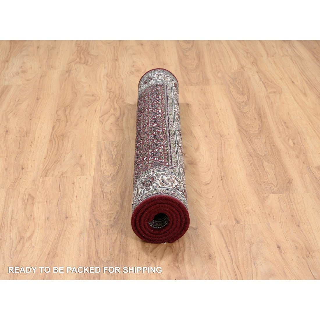 Rich Red Hand Knotted 175 KPSI Wool and Silk Herati Oriental Rug - 6