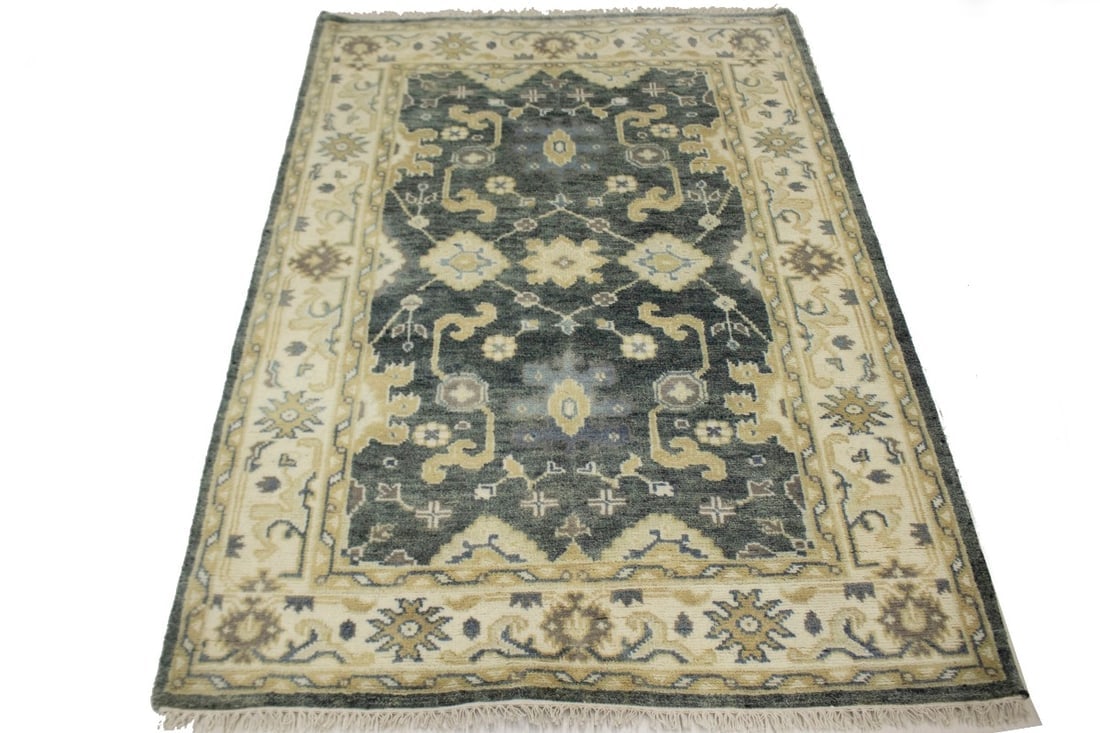 Stone Gray Floral 4X6 Oushak Chobi Oriental Rug - 9