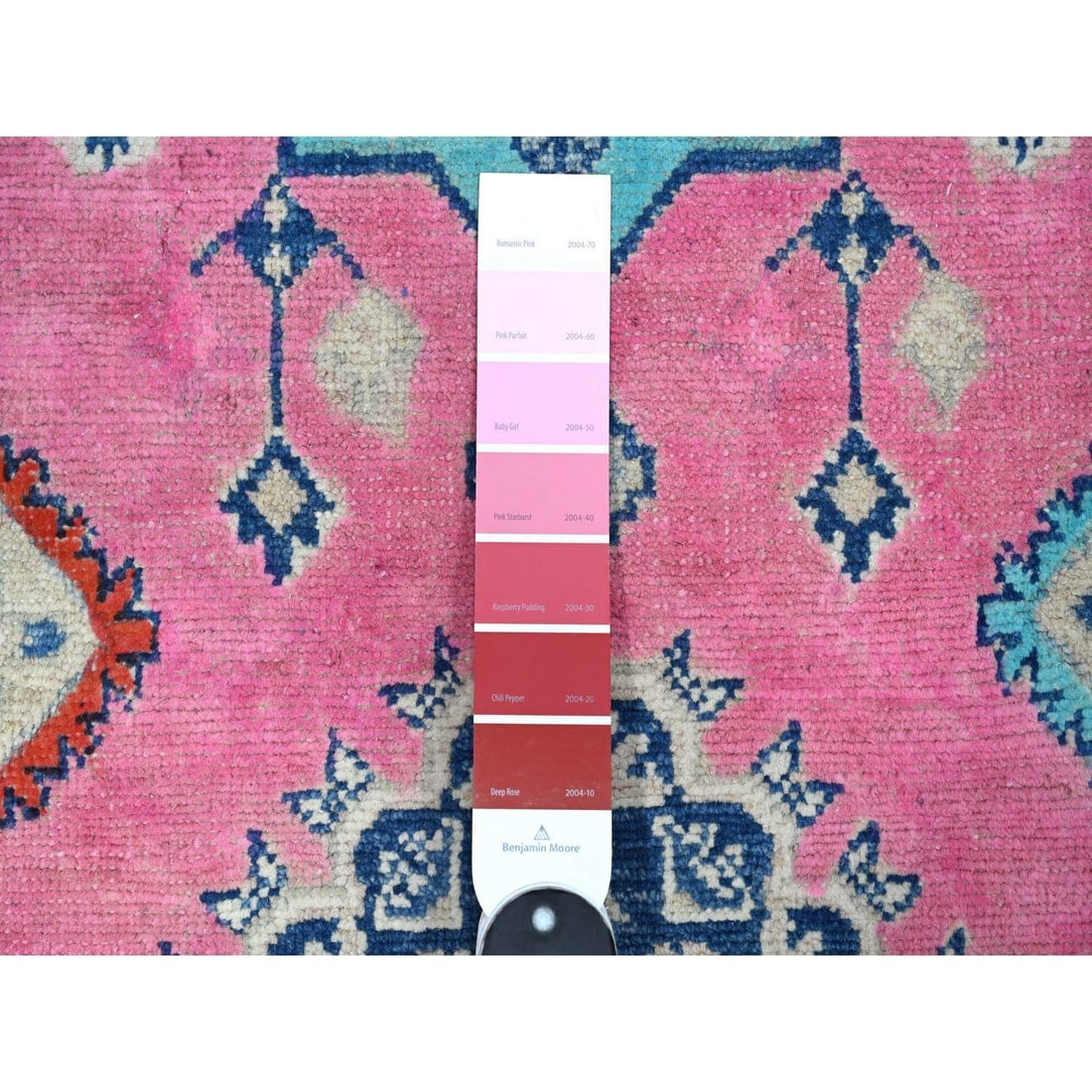 Azalea Pink Pure And Soft Wool Fusion Kazak Runner Oriental Rug - 3