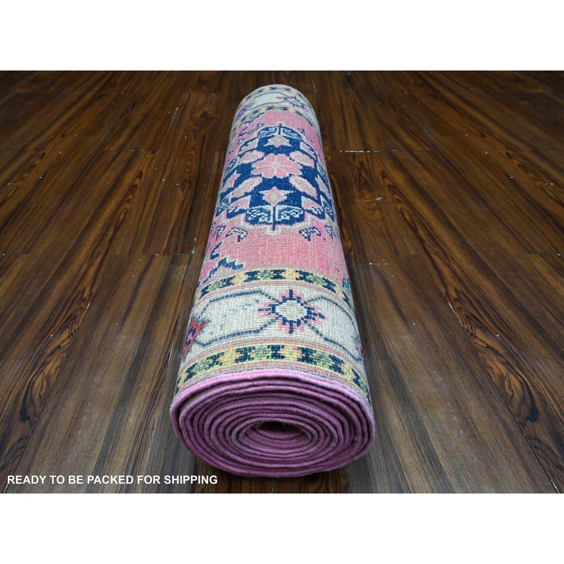 Azalea Pink Pure And Soft Wool Fusion Kazak Runner Oriental Rug - 4