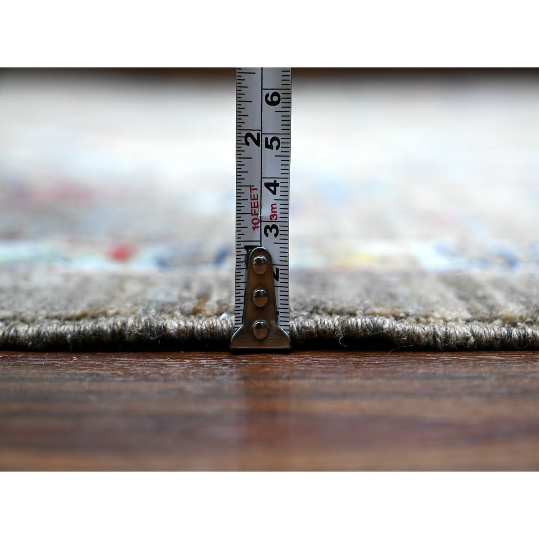 Pewter Gray Hand Knotted Karajeh Geometric Design Wool Oriental Rug - 10