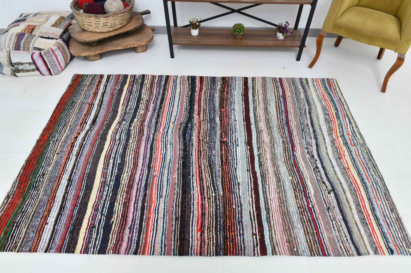4'11'' x 7'3'' Turkish Flatweave Kilim Rug - 60578 - 6