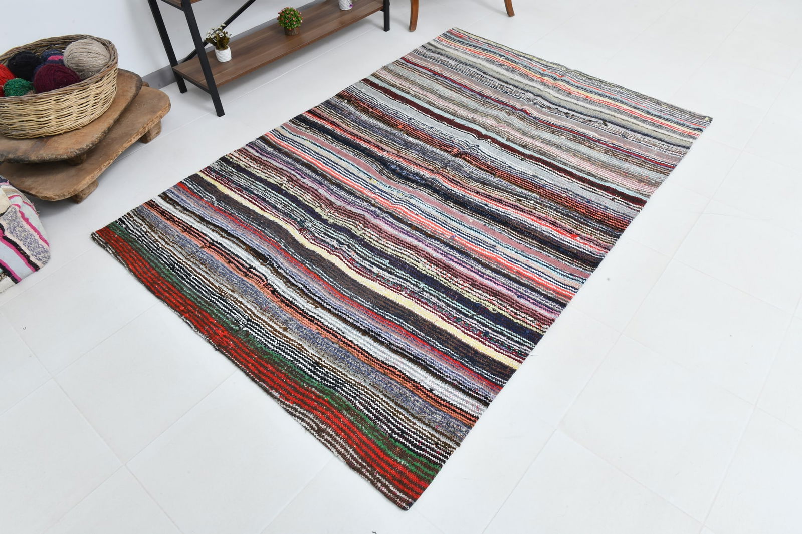 4'11'' x 7'3'' Turkish Flatweave Kilim Rug - 60578 - 7