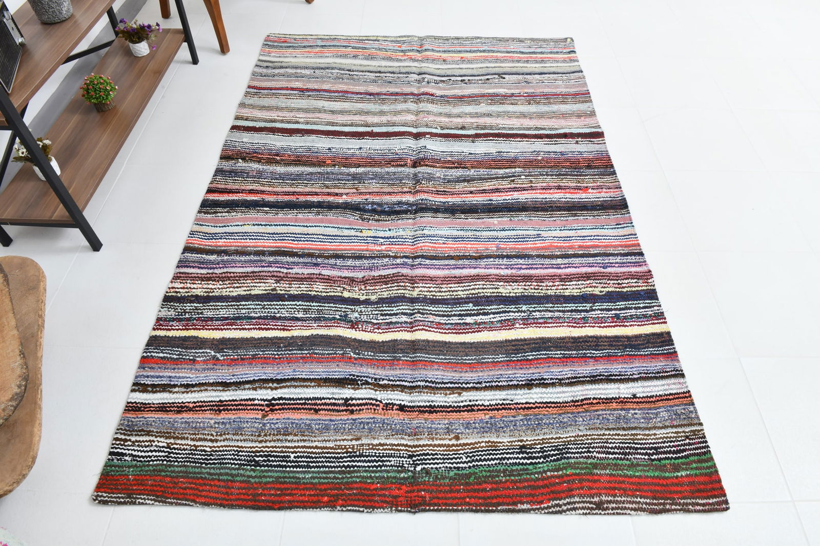 4'11'' x 7'3'' Turkish Flatweave Kilim Rug - 60578 - 8