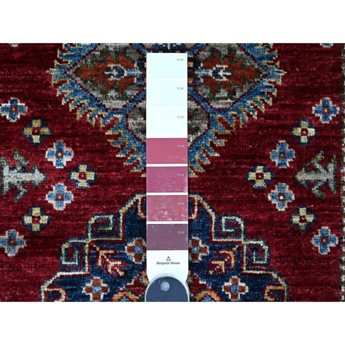 Barn Red Hand Knotted Super Kazak Motifs Wool Runner Oriental Rug - 3