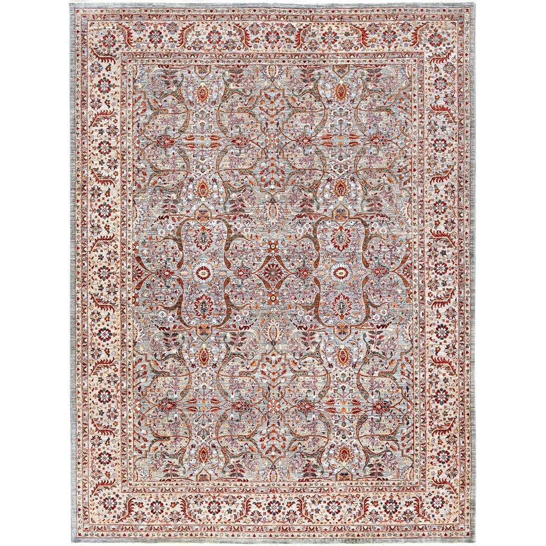Cloud Gray, Hand Knotted, Bidjar Garus Design, 200 KPSI, Fine Wool Rug: Title: Cloud Gray, Hand Knotted, Bidjar Garus Design, 200 KPSI, Fine Wool RugDescription: This is a truly genuine one-of-a-kind. It has been Knotted for months and months in the centuries-old weaving