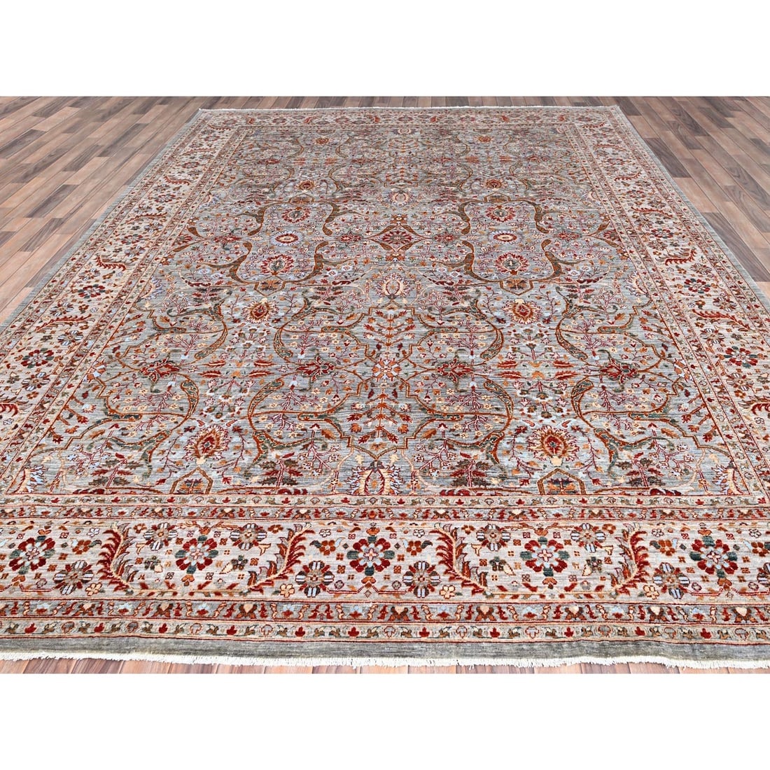 Cloud Gray, Hand Knotted, Bidjar Garus Design, 200 KPSI, Fine Wool Rug - 2