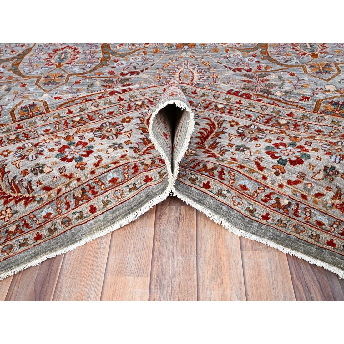 Cloud Gray, Hand Knotted, Bidjar Garus Design, 200 KPSI, Fine Wool Rug - 5