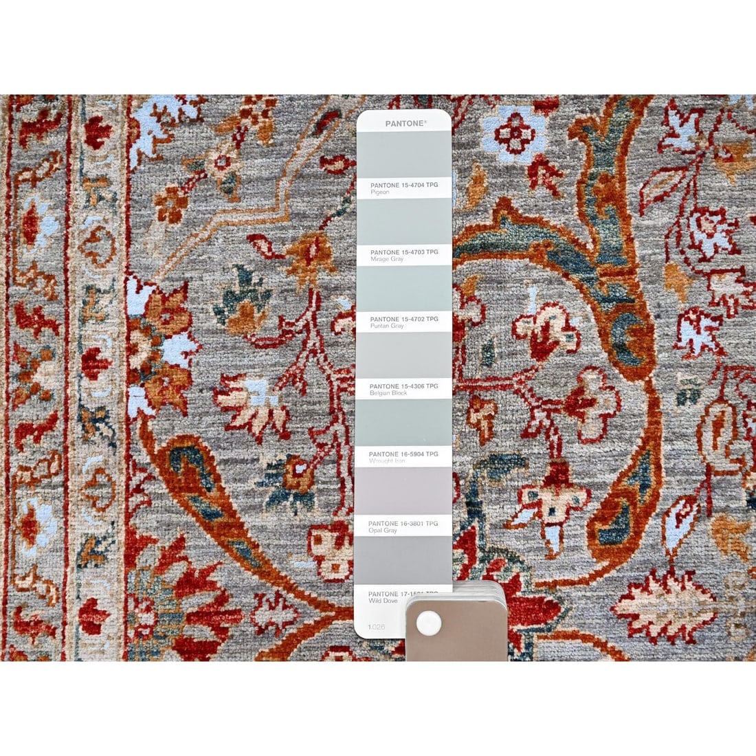 Cloud Gray, Hand Knotted, Bidjar Garus Design, 200 KPSI, Fine Wool Rug - 7