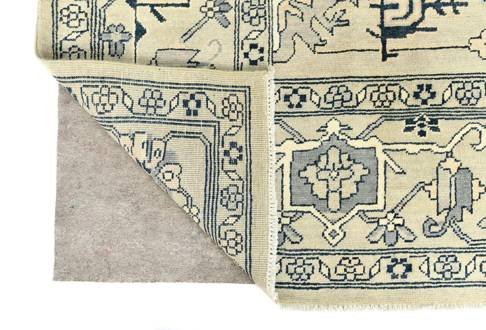 Greige Tribal Geometric 8X8 Heriz Serapi Oriental Square Rug - 12