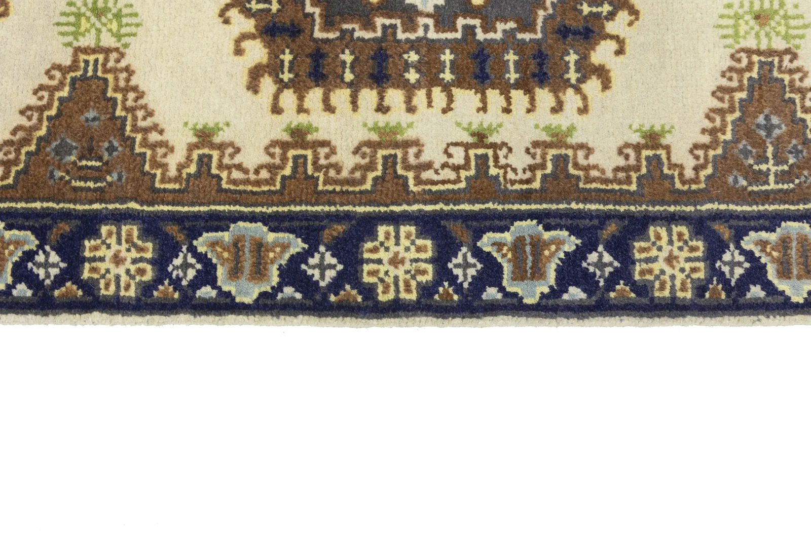 Cream Tribal 3X12 Indo-Viss Oriental Runner Oriental Rug - 12