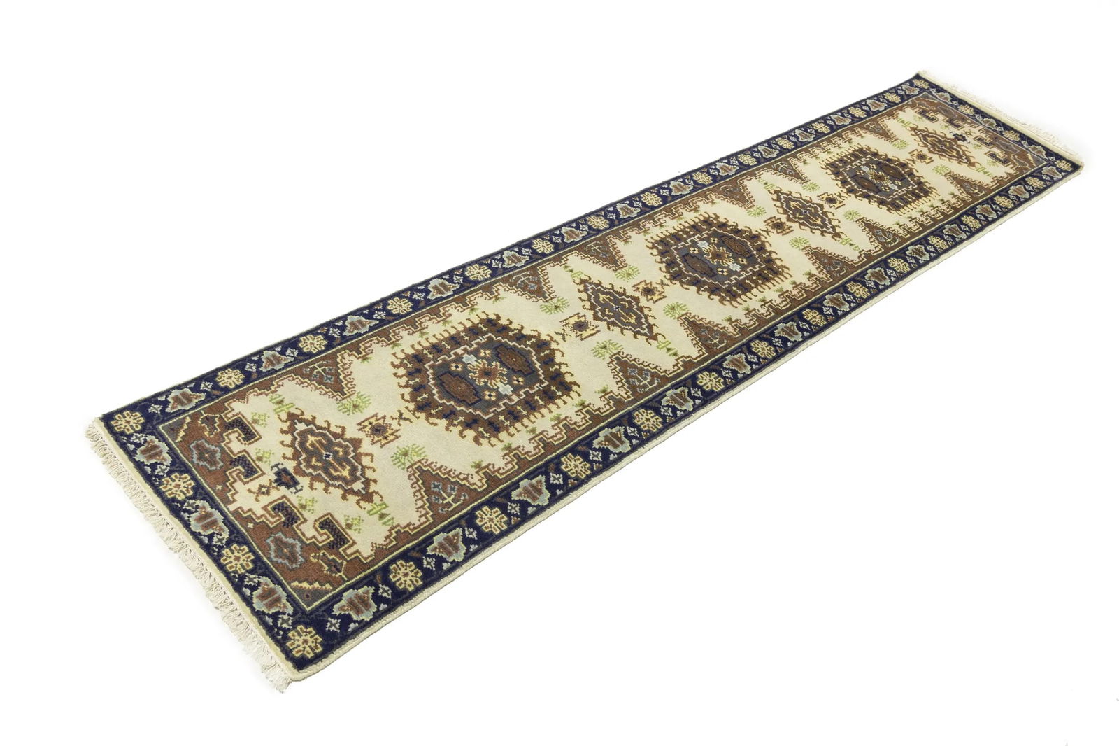 Cream Tribal 3X12 Indo-Viss Oriental Runner Oriental Rug - 4