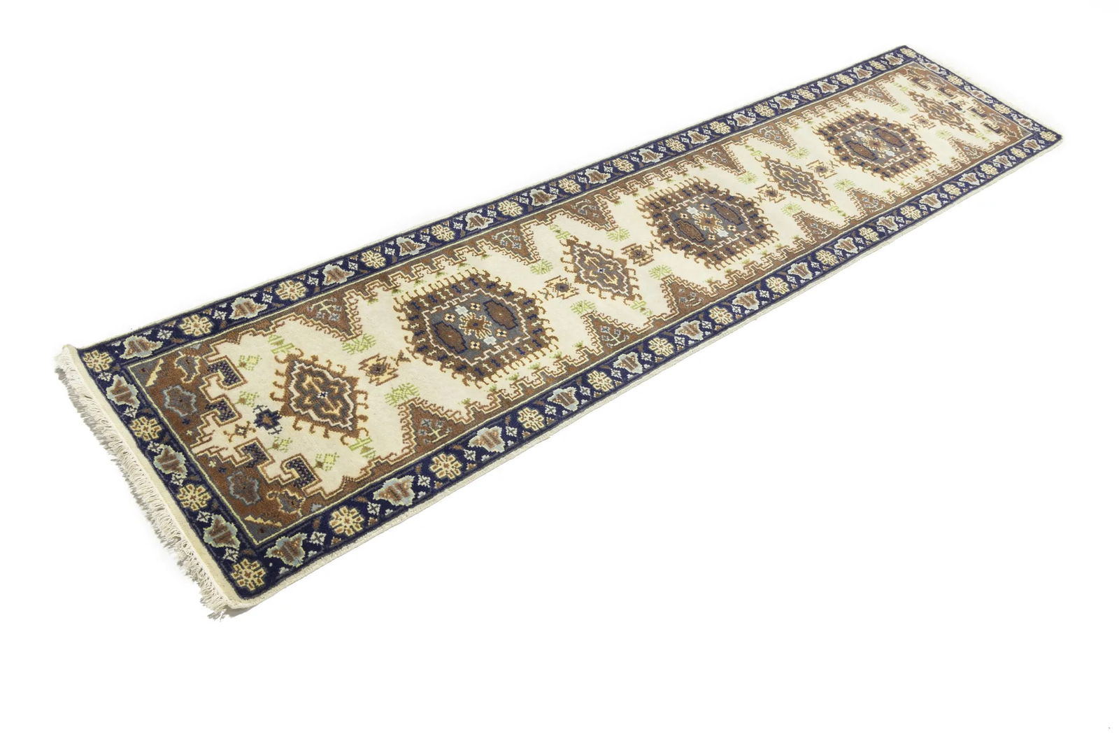 Cream Tribal 3X12 Indo-Viss Oriental Runner Oriental Rug - 6