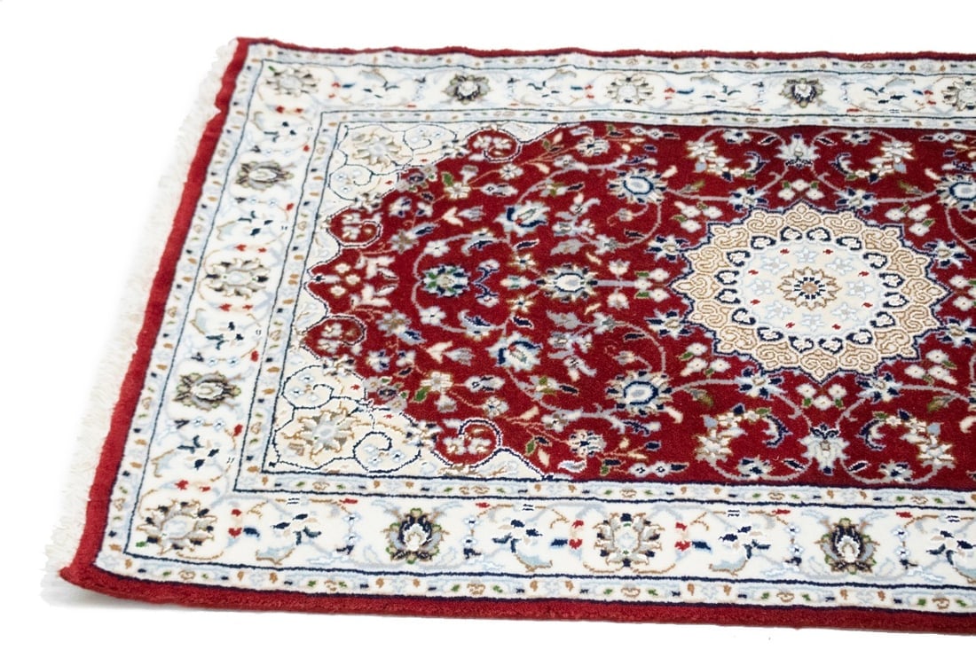 Red Floral 2'7X12'5 Indo-Nain Oriental Runner Rug - 10