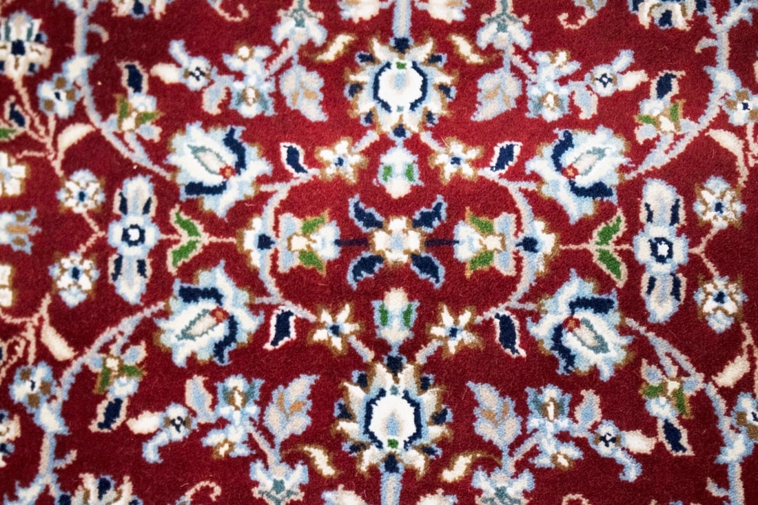Red Floral 2'7X12'5 Indo-Nain Oriental Runner Rug - 7