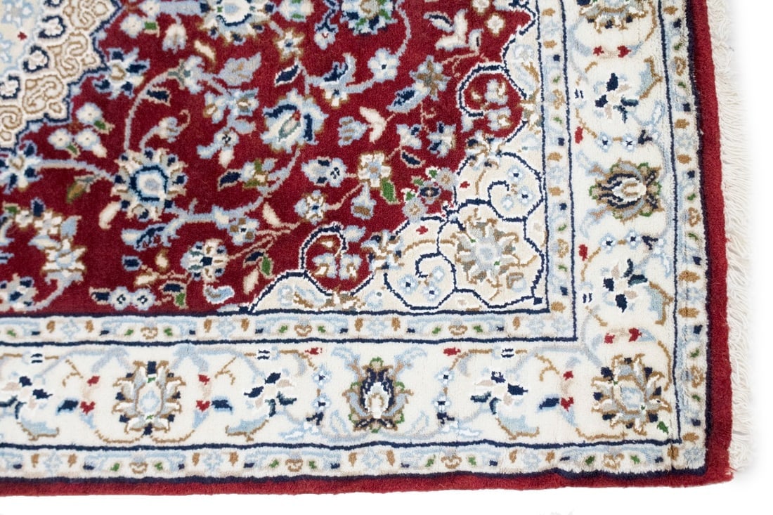 Red Floral 2'7X12'5 Indo-Nain Oriental Runner Rug - 8