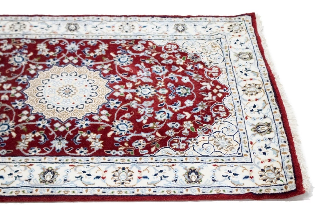 Red Floral 2'7X12'5 Indo-Nain Oriental Runner Rug - 9