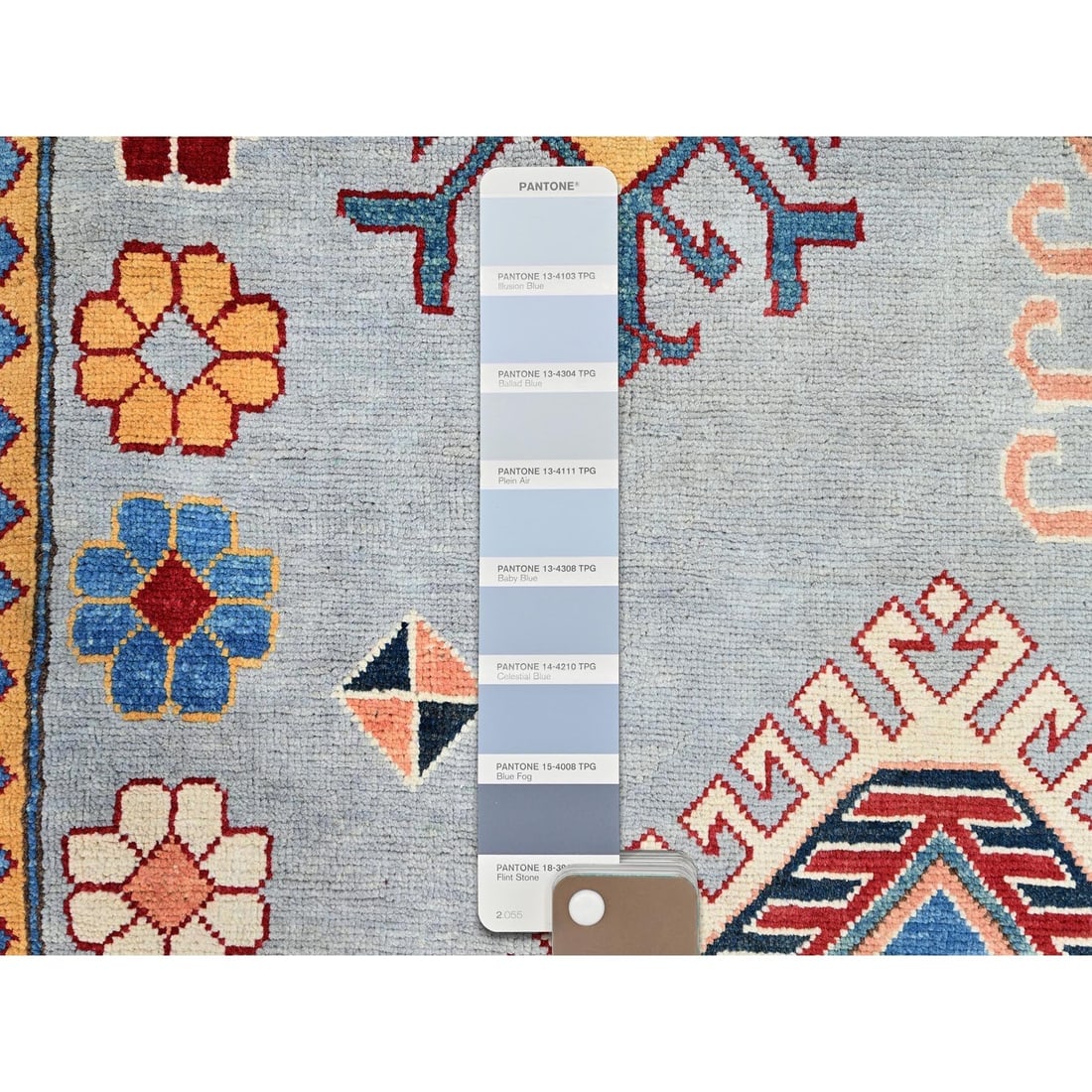 Gray Hand Knotted Special Kazak Soft Wool Oriental Dense Weave Rug - 7