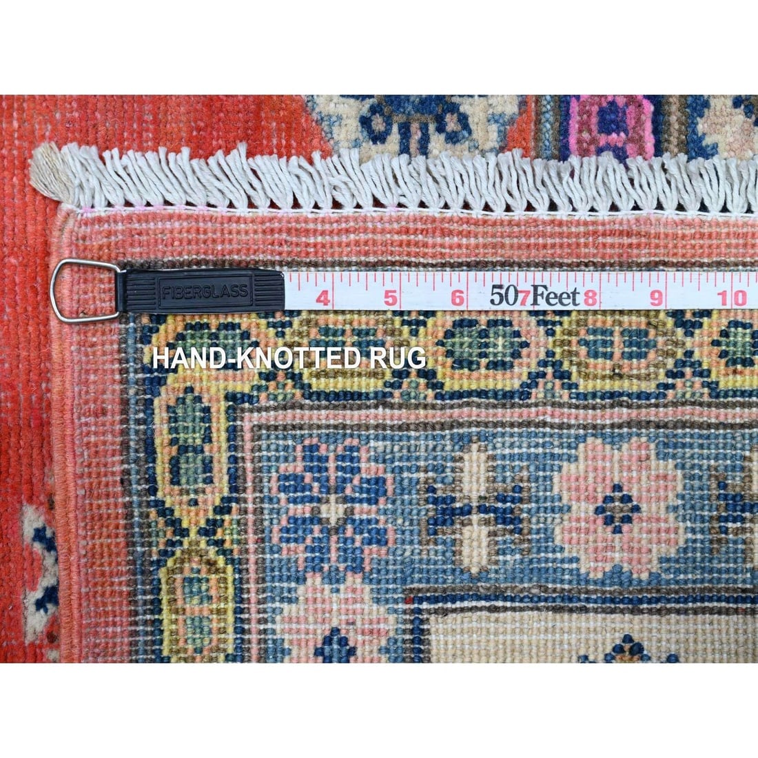 Fire Brick Red 100% Wool Fusion Kazak Pop Of Color Oriental Rug - 11