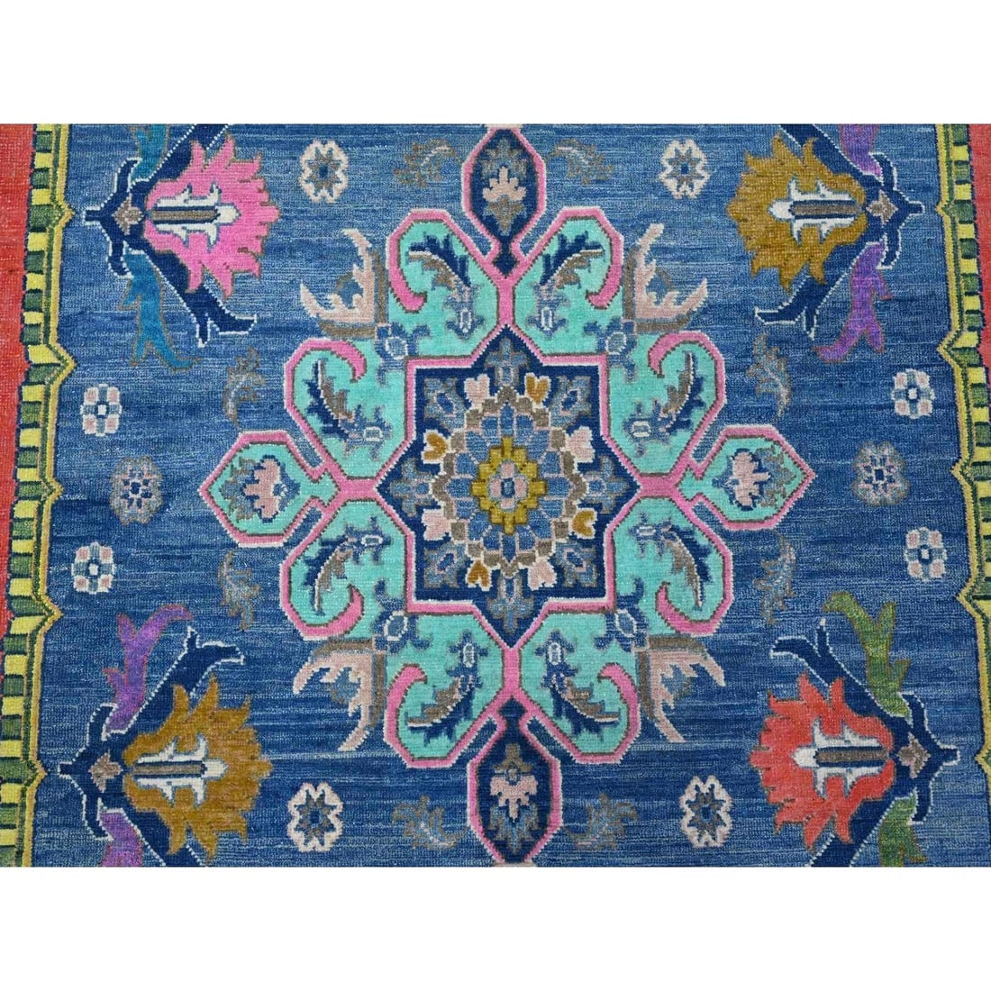 Fire Brick Red 100% Wool Fusion Kazak Pop Of Color Oriental Rug - 8