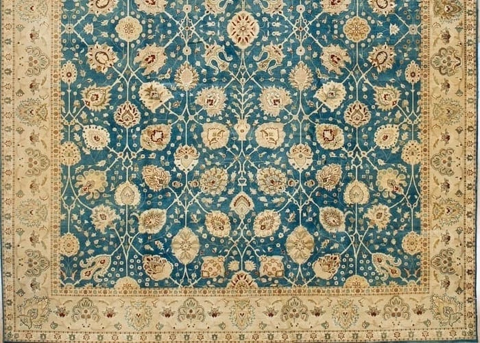 Hand Knotted Indo-Tabriz Blue Oriental Area Rug Wool Carpet 9'11" x 13'5" - 2