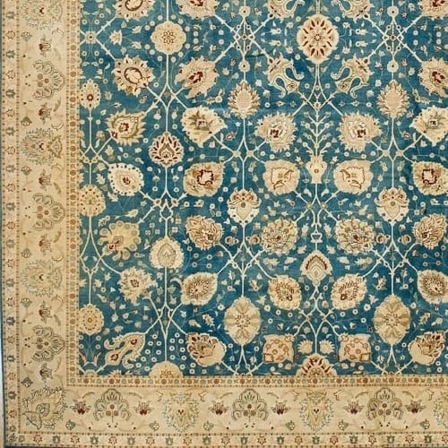 Hand Knotted Indo-Tabriz Blue Oriental Area Rug Wool Carpet 9'11" x 13'5" - 5