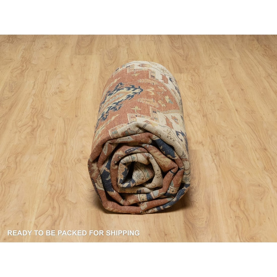 Ginger Red Heriz Re-Creation Medallion Hand Knotted Wool Oriental Rug - 9