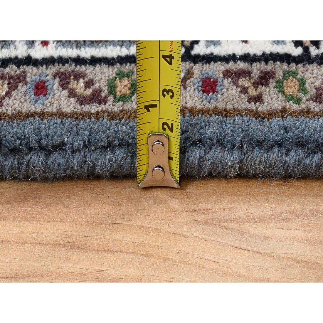 Light Gray Wool Hand Knotted, Tabriz Mahi Runner Oriental Rug - 7