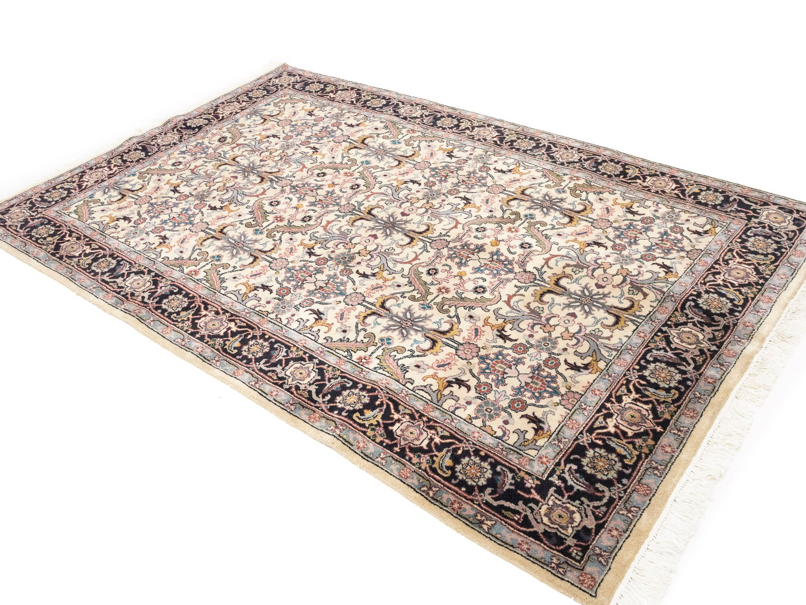 Red Floral 5'8X8'7 Indo-Kashan Oriental Rug - 3