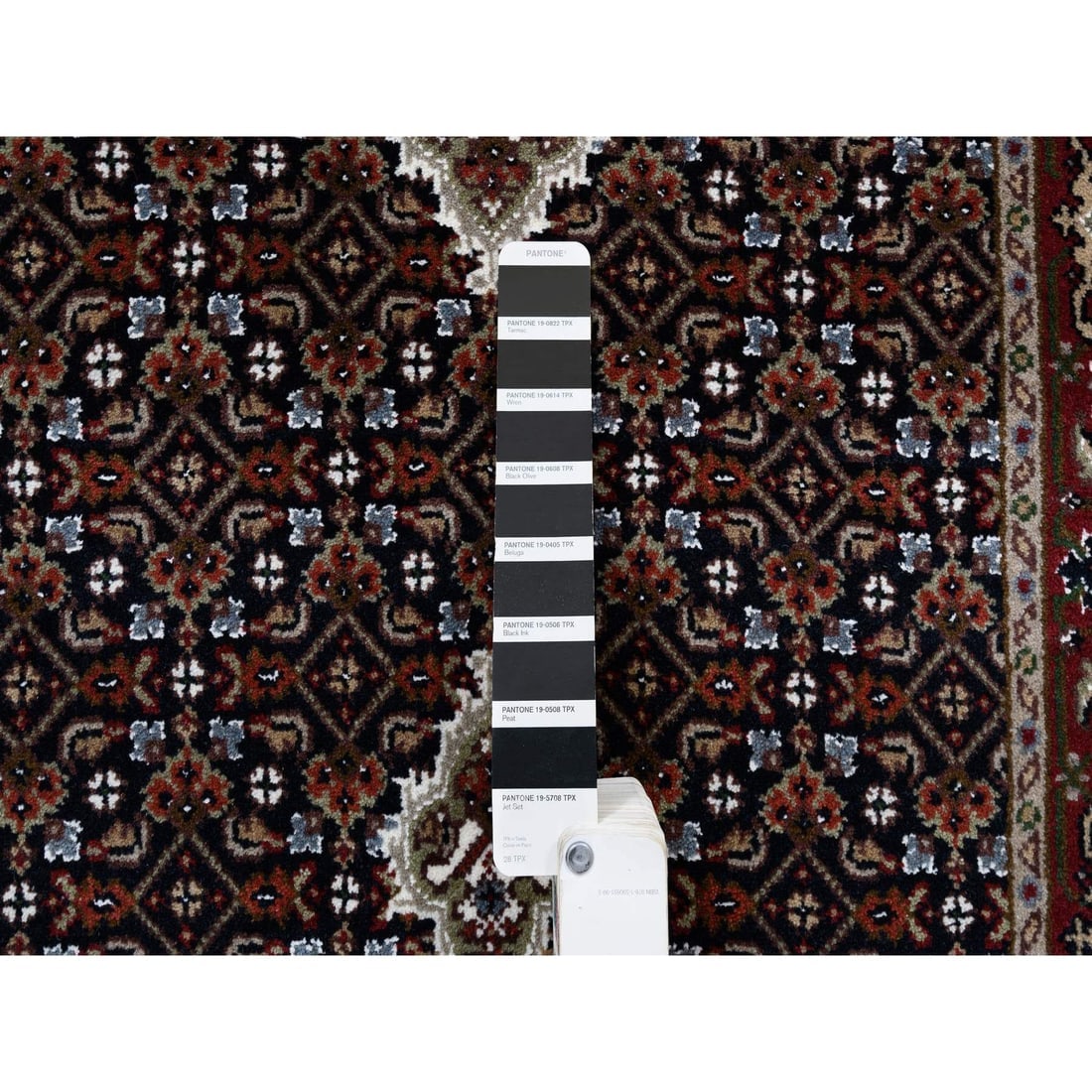 Rich Black Tabriz Mahi, Hand Knotted, Wool XL Runner Rug - 4
