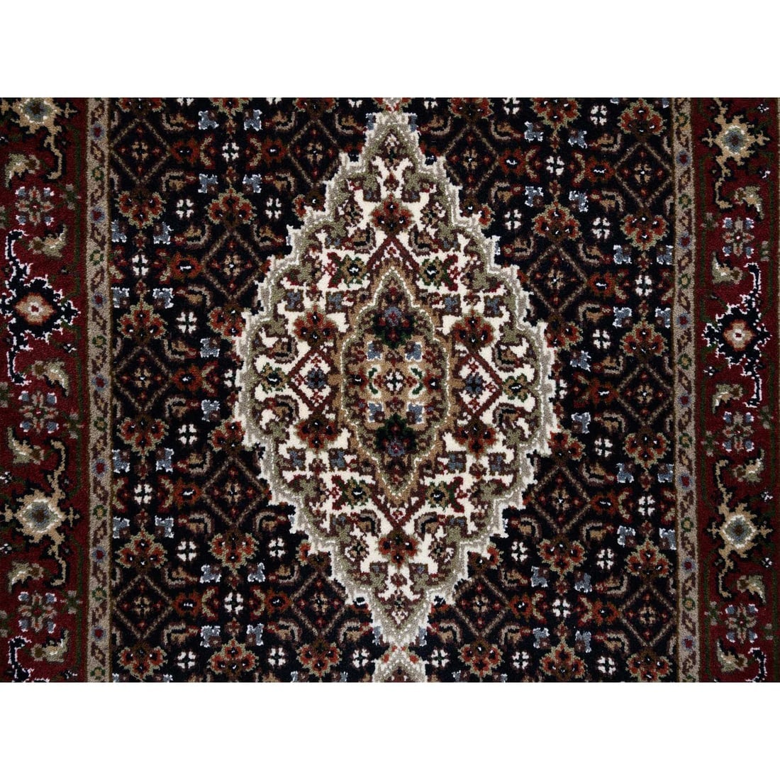 Rich Black Tabriz Mahi, Hand Knotted, Wool XL Runner Rug - 5