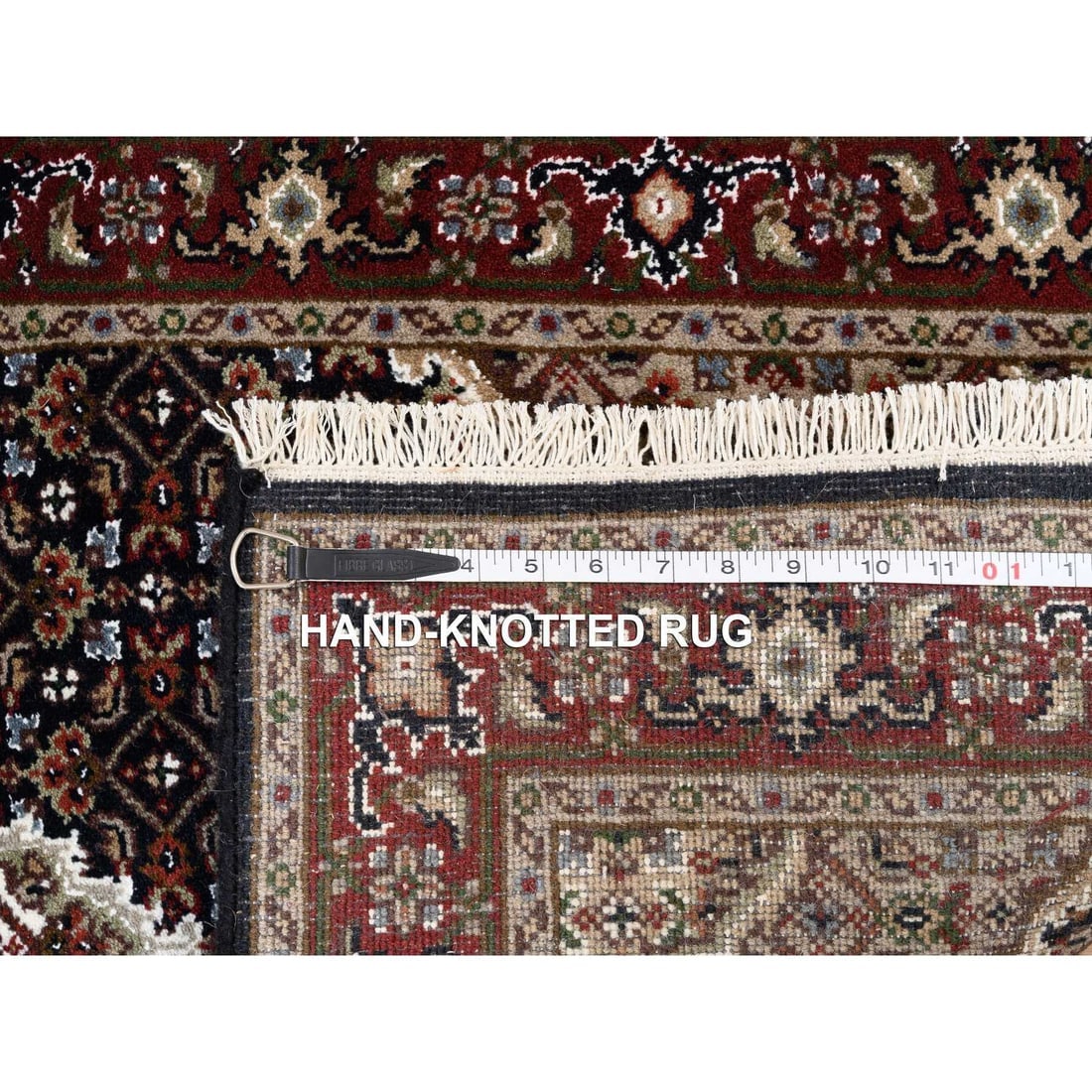Rich Black Tabriz Mahi, Hand Knotted, Wool XL Runner Rug - 8