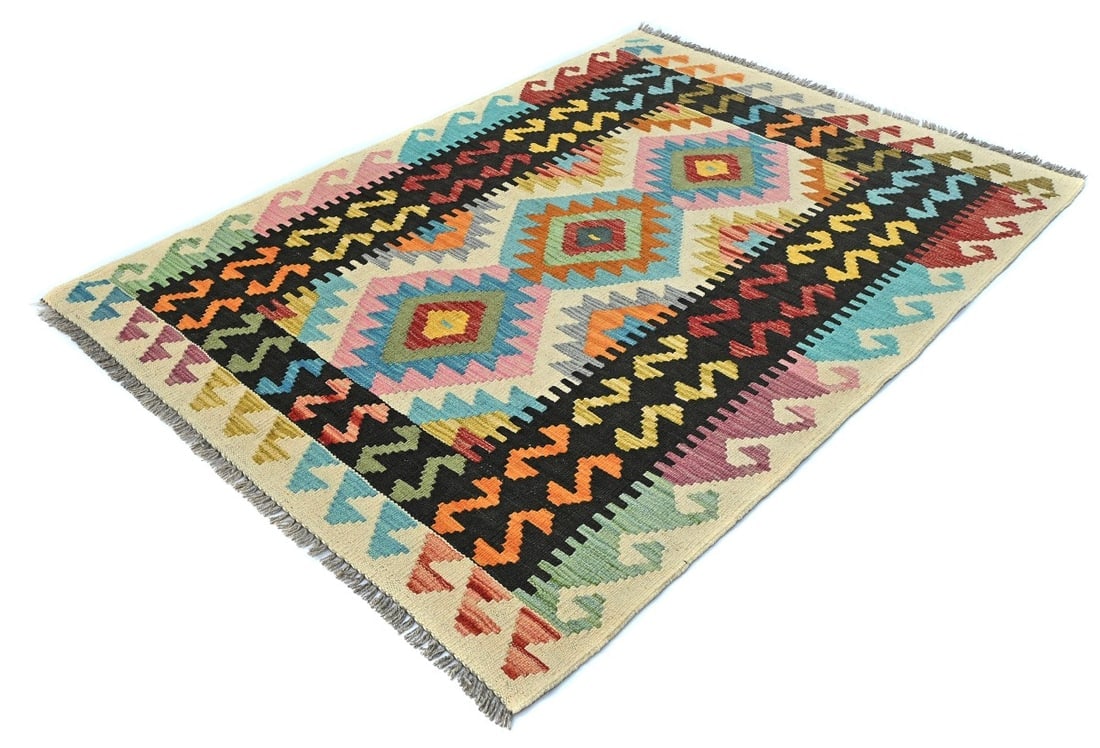 Multicolored Geometric Reversible 3X5 Kilim Oriental Rug - 3