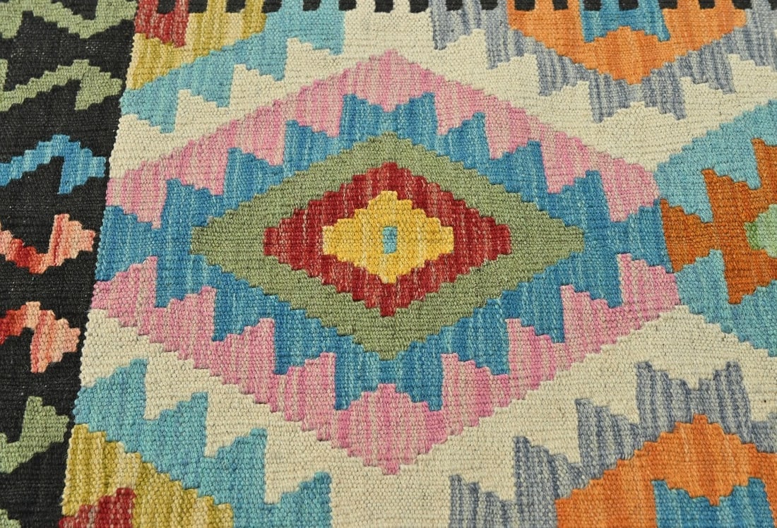 Multicolored Geometric Reversible 3X5 Kilim Oriental Rug - 6