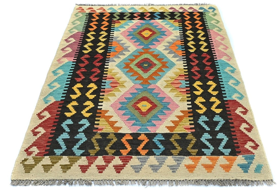 Multicolored Geometric Reversible 3X5 Kilim Oriental Rug - 8