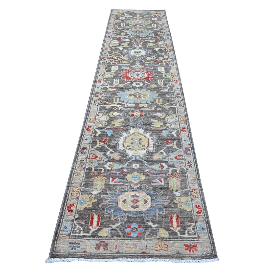 Mist Black Wool Aryana North West Zoroastrian Hand Knotted Runner Rug (1 of 6)