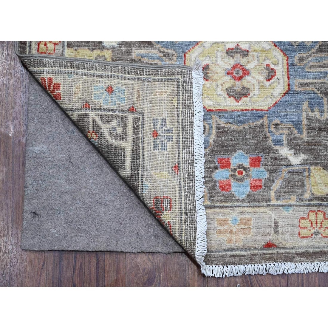 Mist Black Wool Aryana North West Zoroastrian Hand Knotted Runner Rug - 2