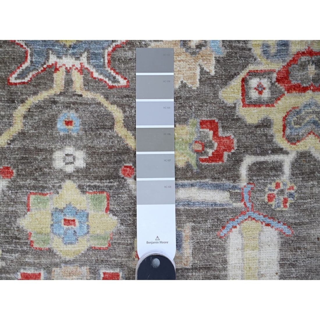 Mist Black Wool Aryana North West Zoroastrian Hand Knotted Runner Rug - 3