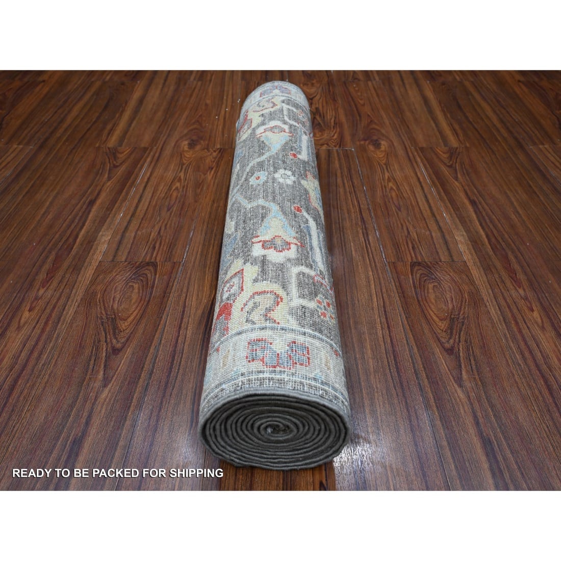 Mist Black Wool Aryana North West Zoroastrian Hand Knotted Runner Rug - 4