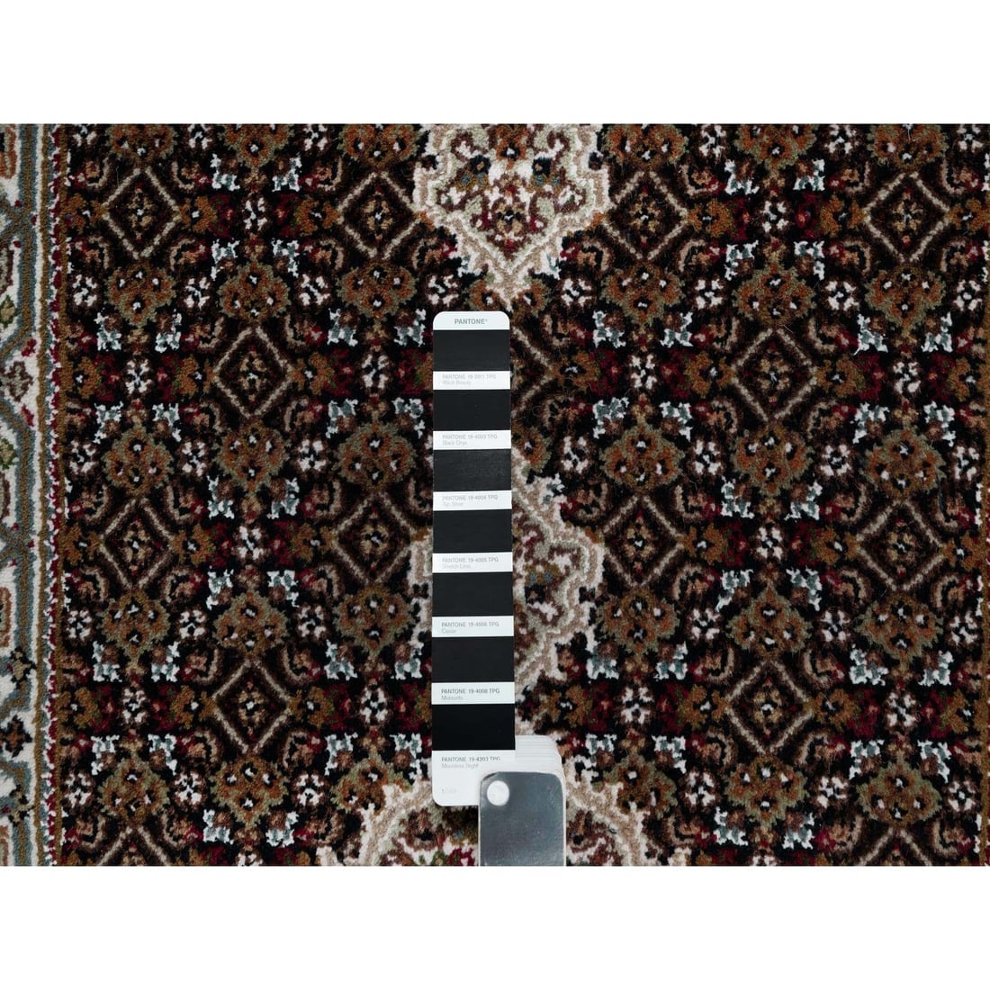 Black Hand Knotted Tabriz Mahi with Medallion Design Wool Runner Rug - 4