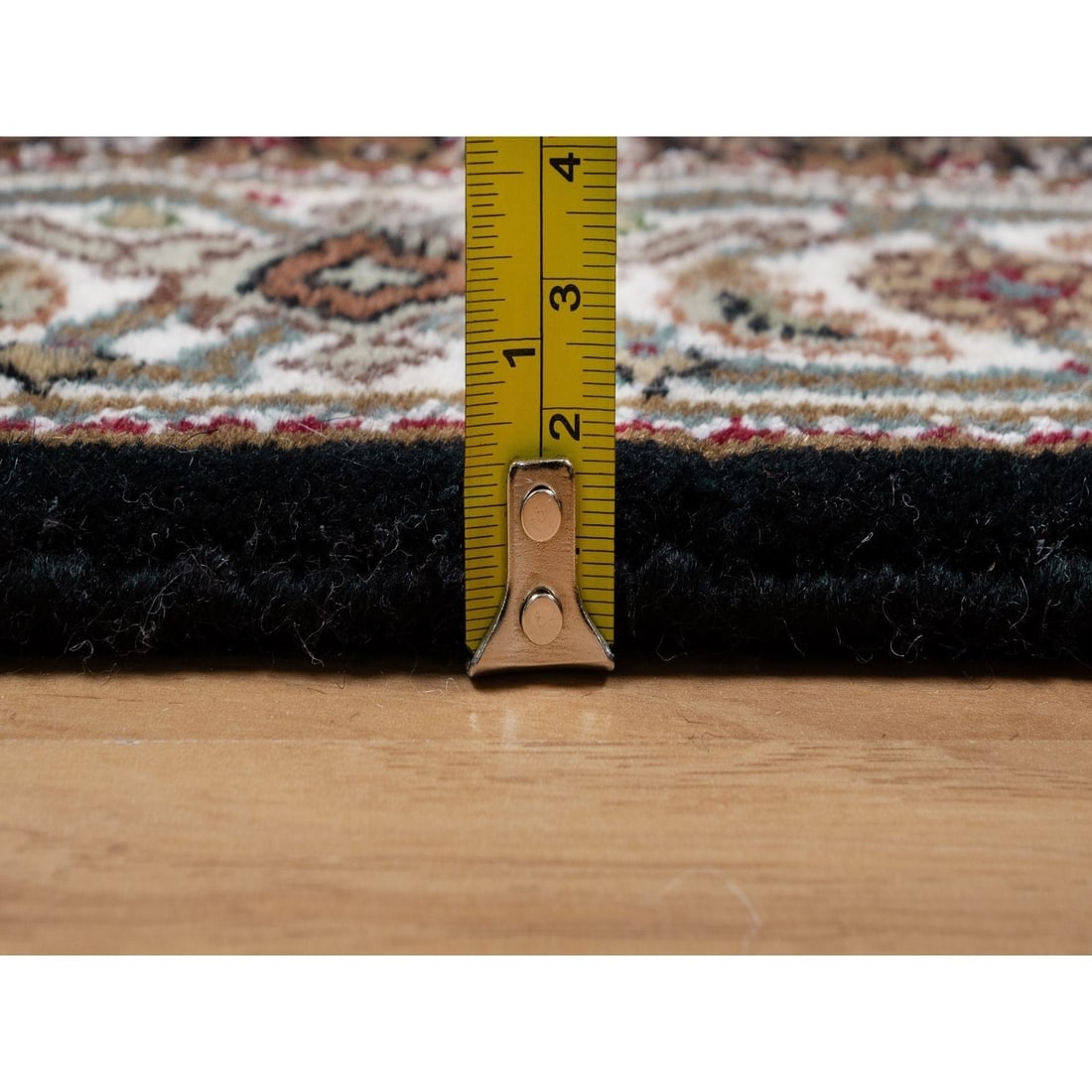 Black Hand Knotted Tabriz Mahi with Medallion Design Wool Runner Rug - 7