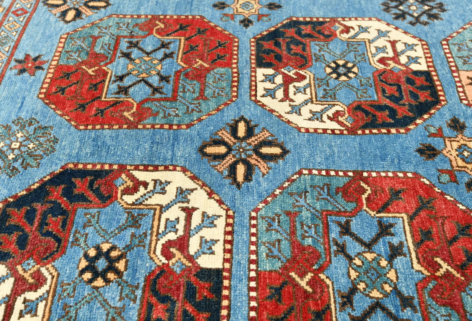 Blue Tribal Geometric 8X10 Turkoman Pakistan Rug - 6