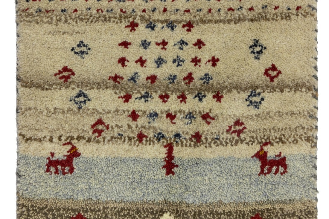 Multicolored Stripes Tribal 1'4X4 Indo-Gabbeh Oriental Rug - 10