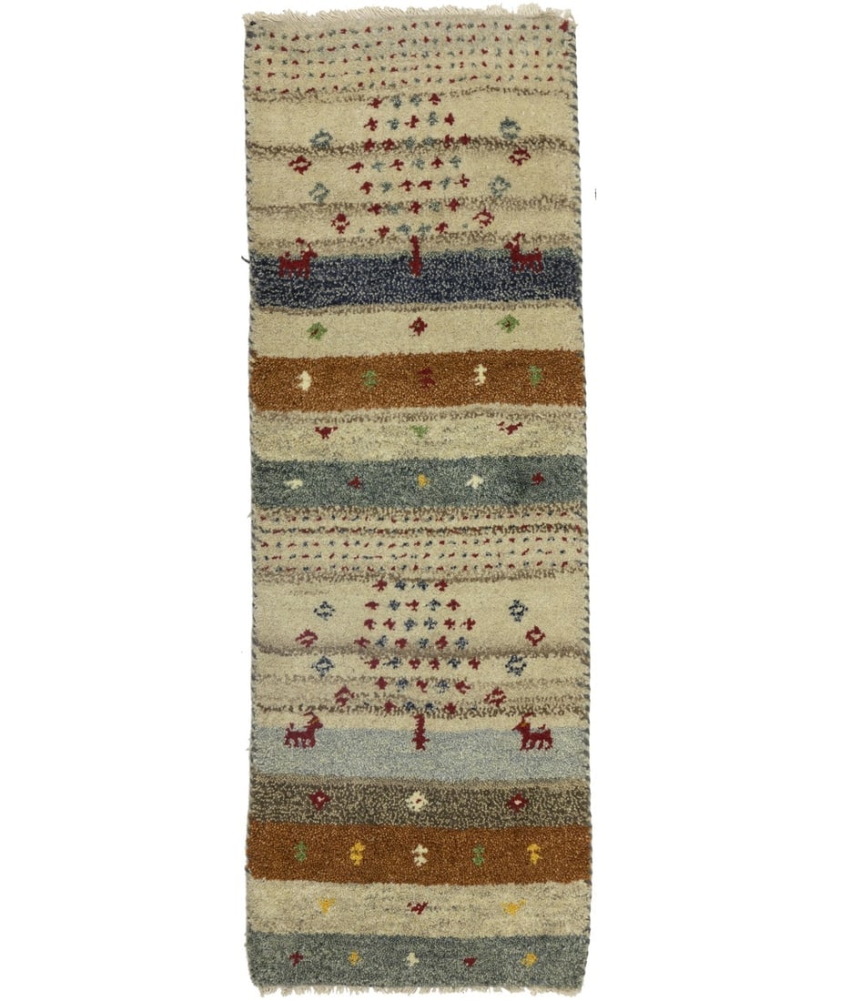 Multicolored Stripes Tribal 1'4X4 Indo-Gabbeh Oriental Rug (1 of 15)