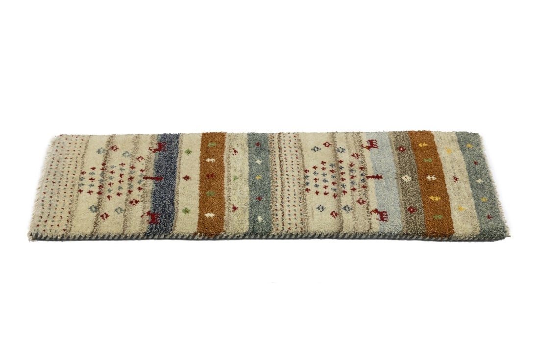 Multicolored Stripes Tribal 1'4X4 Indo-Gabbeh Oriental Rug - 6