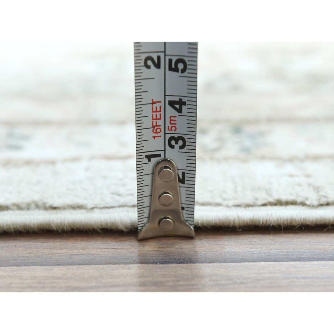 Gray, Afghan Super Kazak, Natural Wool, Hand Knotted, Square Rug - 10